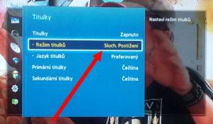 nastavení titulků pro osoby s postižením sluchu